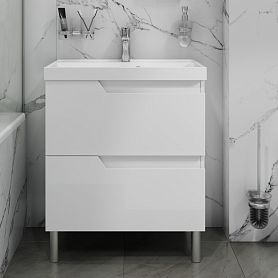 Тумба под раковину Санта Антарес 70, напольная, 2 ящика, цвет белый глянец - фото 1