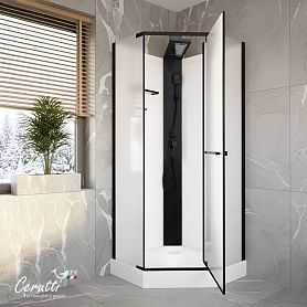 Душевая кабина Ceruttispa Chika 901BF 90x90, стекло матовое, профиль черный матовый, без крыши - фото 1