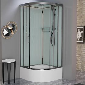 Душевая кабина Frank F400/2 Brilliant 100x100, с полотенцедержателем, стекло прозрачное, профиль хром - фото 1