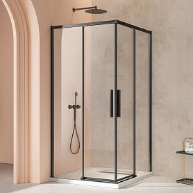Душевой уголок Vincea Slim VSS-4SL 90x90, стекло прозрачное, профиль черный - фото 1