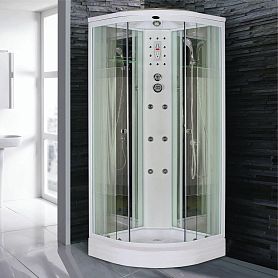 Душевая кабина Niagara Ultra NG-7012-01 120х120, стекло полосатое, профиль белый, с крышей, с гидромассажем, с пультом управления - фото 1