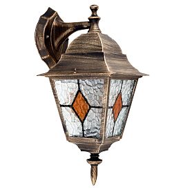 Уличный настенный светильник Arte Lamp Madrid A1542AL-1BN, арматура черная / золото, плафон стекло прозрачное - фото 1