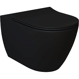 Унитаз Ambassador Queen 113T20201R-112T20201S подвесной, безободковый, с сиденьем микролифт, цвет черный матовый - фото 1