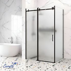 Душевой уголок CeruttiSPA Ceza'S 120BF L 120x90, левый, стекло матовое, профиль черный матовый - фото 1
