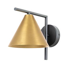 Бра Arte Lamp David A7033AP-1BK, арматура черная, плафон металл матовая латунь - фото 1