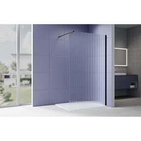 Перегородка для душа Акватек AQ.WI.140.2BL 140x200, стекло рифленое, профиль черный матовый - фото 1