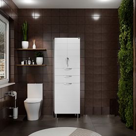 Шкаф-пенал Санта Родос 60, с бельевой корзиной, цвет белый - фото 1