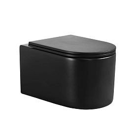 Унитаз CeruttiSPA Tanaro Aria MB CT9238 подвесной, безободковый, с сиденьем микролифт, цвет черный матовый - фото 1