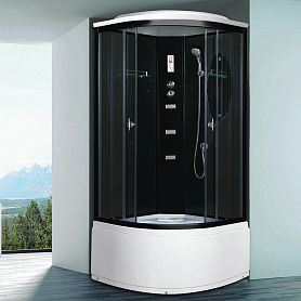 Душевая кабина Niagara Ultra NG-212-01N 100х100, стекло тонированное, профиль черный, с крышей, с гидромассажем, с пультом управления - фото 1