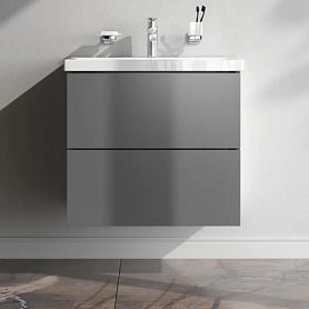 Тумба под раковину AM.PM Gem 60 подвесная, 2 ящика, цвет графит матовый - фото 1