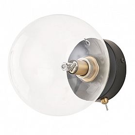 Бра Arte Lamp Vincent A7790AP-1BK, арматура черная, плафон стекло прозрачное, 15х18 см - фото 1