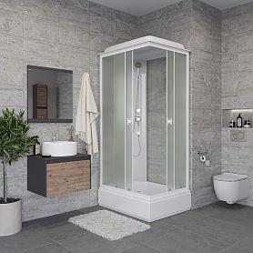 Душевая кабина Niagara Promo P120/90/26Q/MT 120х90, стекло матовое, профиль белый, с крышей - фото 1