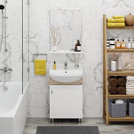 Мебель для ванной Оника Эко 52, напольная, цвет белый / дуб сонома - фото 1