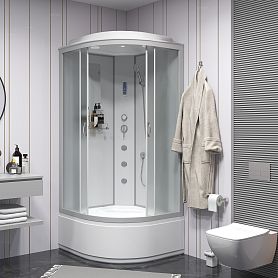 Душевая кабина Niagara Classic NG-2308-14F 90x90, стекло матовое, профиль серебро, с крышей, с гидромассажем, с пультом управления - фото 1