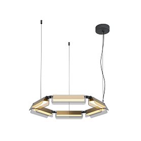 Подвесной светильник Maytoni Flat MOD296PL-L40BS3K, арматура черная / латунь, плафон стекло серое - фото 1