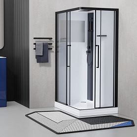 Душевая кабина Esbano Muse ESM-129CKR 120x90, правая, стекло прозрачное, профиль черный, с крышей - фото 1