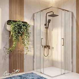 Душевой уголок CeruttiSPA Santa 90 90x90, стекло прозрачное, профиль хром матовый - фото 1