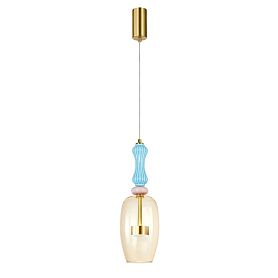 Подвесной светильник Arte Lamp Coral A2405SP-9YL, арматура латунь, плафон стекло желтое - фото 1