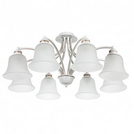 Потолочная люстра Arte Lamp Emma A2713PL-8WG, арматура белая / золото, плафоны стекло белое, 80х80 см - фото 1