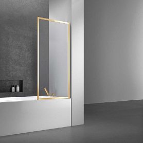 Шторка на ванну Vincea VSB-41 70x140, стекло прозрачное, профиль брашированное золото - фото 1