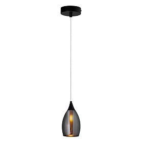 Подвесной светильник Arte Lamp Barry A7951SP-1BK, арматура черный, плафон стекло дымчатое - фото 1