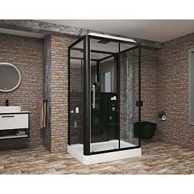 Душевая кабина Grossman Alba GR227R 120x90, правая, стекло прозрачное, профиль черный, с крышей, с гидромассажем - фото 1