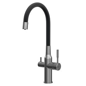 Смеситель Lemark Expert LM5083GMN-Black для кухни, с гибким изливом, под фильтр, цвет графит / черный - фото 1