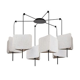 Подвесная люстра Arte Lamp Trixie A7084SP-6BK, арматура черная, плафон ткань бежевая - фото 1