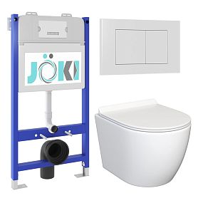 Комплект: JOKI Инсталляция JK03351+Кнопка JK020522WM белый+Stella JK1061016 унитаз белый - фото 1