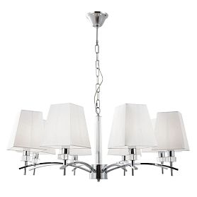 Подвесная люстра Arte Lamp Kensington A4098LM-8CC, арматура хром, плафон ткань белая - фото 1