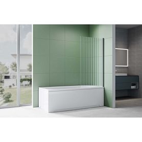 Шторка на ванну Акватек AQ.BS.080.2GM 80x150, стекло рифленое, профиль оружейная сталь - фото 1