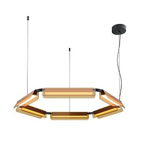 Подвесной светильник Maytoni Flat MOD296PL-L60BC3K, арматура черная, профиль стекло янтарное - фото 1