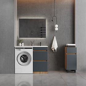 Мебель для ванной Оника Милтон 120, с тумбой 58 см, с ящиками, цвет серый / дуб сонома - фото 1