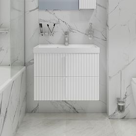 Тумба под раковину Санта Юпитер 70, подвесная, 2 ящика, цвет белый глянец - фото 1