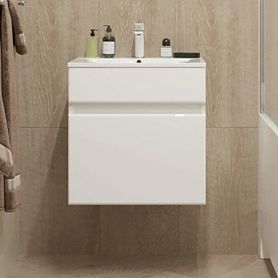 Тумба под раковину Mixline Брикс 60, подвесная, с 1 ящиком, цвет белый - фото 1
