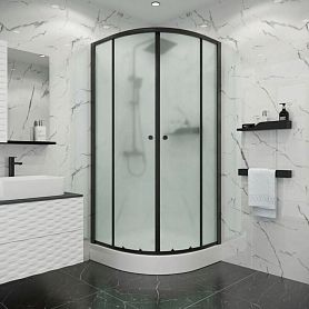 Душевой уголок Niagara Eco NG-003-14MT 80х80, стекло матовое, профиль черный - фото 1