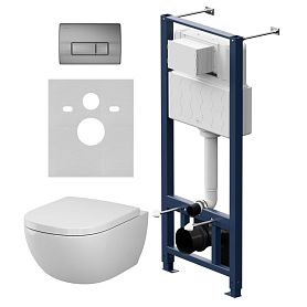 Комплект AM.PM IS48031.9X1900: Инсталляция Pro + Кнопка Pro M никель матовый + Унитаз Above Aquaspin C9X1900SC белый - фото 1