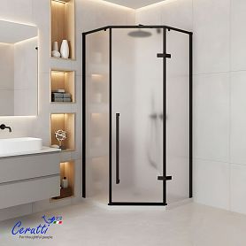 Душевой уголок CeruttiSPA C2AF R 100x100, правый, стекло матовое, профиль черный матовый - фото 1