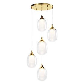 Подвесной светильник Maytoni Aura MOD016PL-05BS, арматура латунь, плафон стекло прозрачное / белое - фото 1