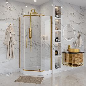 Душевой уголок Niagara Nova NG-6405-08 Gold 90x90, стекло прозрачное, профиль золото - фото 1