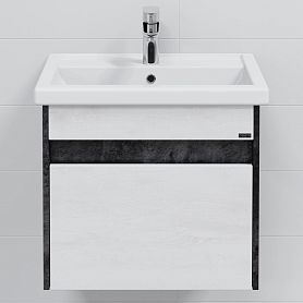 Тумба под раковину Санта Мира 60, цвет черное дерево / светлое дерево - фото 1