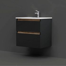 Тумба под раковину AM.PM X-Joy 65 подвесная, цвет черный матовый/дерево - фото 1