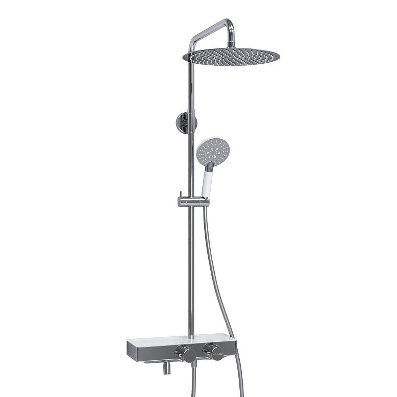 Душевая стойка WasserKRAFT A113.116.058.CH Thermo, с верхним душем, термостатическим смесителем, цвет хром