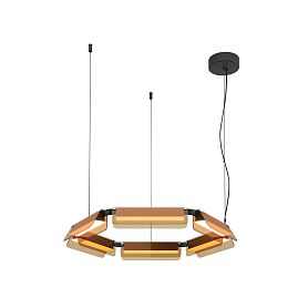 Подвесной светильник Maytoni Flat MOD296PL-L40BC3K, арматура черная, профиль стекло янтарное - фото 1