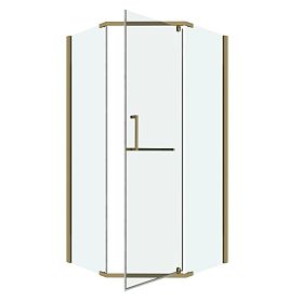 Душевой уголок Grossman Pragma 302.K33.03.1010.32.00 100х100, стекло прозрачное, профиль золото сатин - фото 1