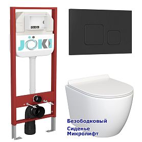 Комплект: Инсталляция JK45045 + Кнопка JK702534BM черная + Stella JK1061016 белый унитаз - фото 1