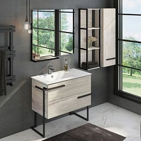 Мебель для ванной Comforty Дюссельдорф-90 с раковиной Comforty 9090EL, цвет дуб дымчатый - фото 1