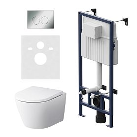 Комплект AM.PM IS70151.741701 унитаза Sense FlashClean с сиденьем микролифт и инсталляции Pro C  L хром глянцевый - фото 1