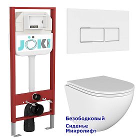 Комплект: Инсталляция JK45045 + Кнопка JK206549 белая / хром + Stella JK1021007 белый унитаз - фото 1