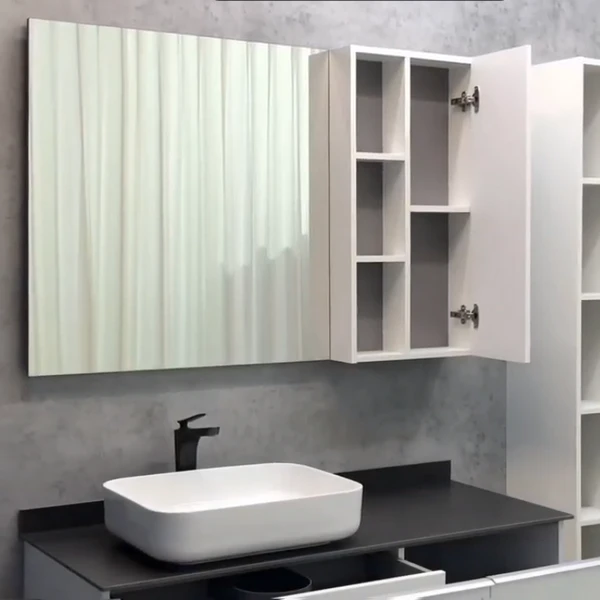 Шкаф-зеркало Comforty Милан 120, правый, цвет белый глянец - фото 1